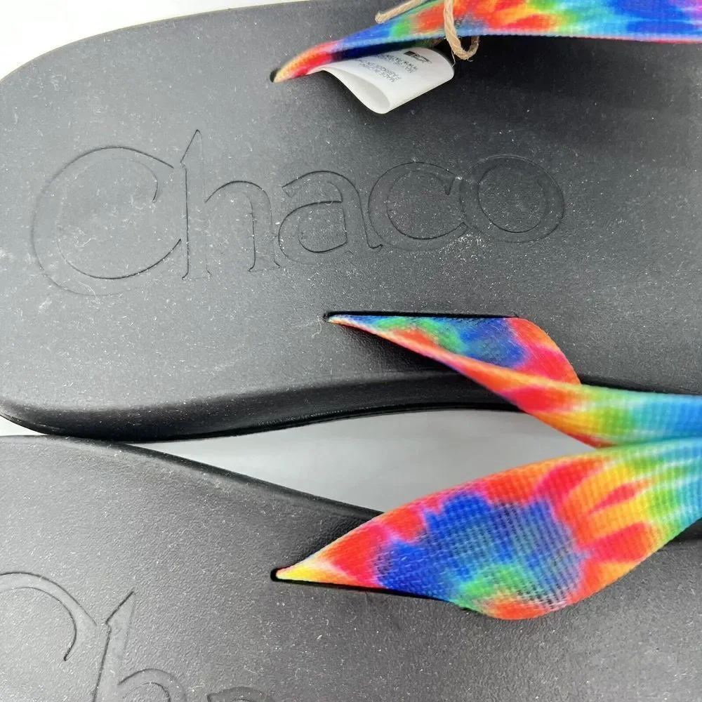 Chaco Mens Chillos Flip Flop Dark Tie Dye Sandals Slip On Thong Size 12 NWT
